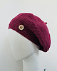 czapki damskie Wiosenny beret damski z antenką ręcznie robiony bawełna one size amarant 5