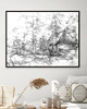 grafiki i ilustracje WYPRZEDAŻ RYSUNKÓW! Rysunek Chatka w lesie 50x70 cm Pióro 1