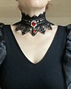 chokery Czarny choker/kolia Wiktoriańska z piękną czerwoną ozdobą 2