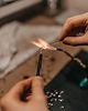 pierścionki - różne Szklany pierścionek z różową kulką 8