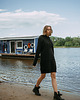 bluza z kapturem damska Długa bluza z kapturem KANGURKA LONG czarna 1