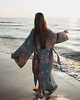 bluzki kimonowe damskie Kimono Bloom Turkus LONG 2