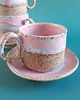kubki Różowa ceramiczna iliżanka / kubekz talerzykiem 6