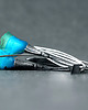 kolczyki wire wrapping Srebrne delikatne kolczyki TURKUSOWE LISTKI 1