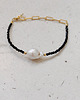 bransoletki z kamieni naturalnych Bransoletka czarna Onyks z perłą 3