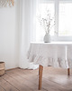 obrusy i serwetki Obrus okrągły z falbanką heavy linen GRAY STRIPES 2