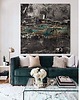 obrazy Obraz elegancki 120x120cm strukturalny brudne srebro złoto turkus 2