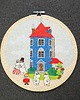 Ozdoby na ścianę Dolina Muminków na tle nieba, haft w tamborku 20 cm 4