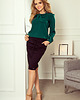 bluzki z długim rękawem damskie 140-9 Bluzka z wiązaniem z przodu - ZIELONY BUTELKOWY 2