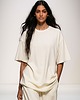bluzki kimonowe damskie T-shirt ecru oversize YY500330 2