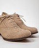 półbuty damskie OKSFORDKI NA 6 CM SŁUPKU - SKÓRA NATURALNA - MODEL 251 - KOLOR LATTE 3