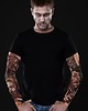 t-shirty męskie Czarny t-shirt męski z tatuażami Zombie Attack 4