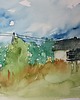 obrazy WYPRZEDAŻ OBRAZÓW! Akwarela Polska wieś oryginalny obraz 300g A5 21x15 cm 1
