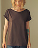 t-shirt damskie Brązowy Zgaszony Oversize Bez Nadruku 2