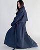 płaszcze damskie Trencz maxi oversize denim dark blue 2