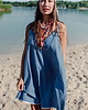 sukienki mini damskie Jedwabna sukienka na ramiączkach, MARINA, OCEAN BLUE 7