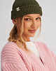 czapki damskie Krótka czapka prążkowana oliwkowa 2