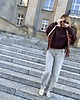bluza bez kaptura damska Hot Chocolate / bawełniana bluza boho w kolorze gorzkiej czekolady 4