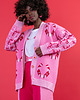 kardigany damskie ZAPINANY ŻAKARDOWY KARDIGAN Z WZOREM PODKOWY F1659 SWEETPINK 2