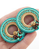 kolczyki soutache Beżowo- turkusowe koła 2 3
