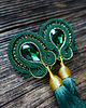 kolczyki soutache Ciemno zielone kolczyki sutasz z chwostami 4