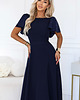 sukienki maxi damskie 694-4 MIRELLA Elegancka rozkloszowana sukienka maxi z cekinami - granat 7
