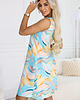 sukienki midi damskie 296-15 VICTORIA Trapezowa letnia sukienka w kolorowe fale - błękit z cytryną 4