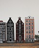 figurki i rzeźby Komplet 4 szt - drewniane domki ręcznie malowane AMSTERDAM 1