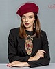 czapki damskie Francuski bordowy beret z woalką 1