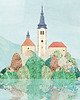 plakaty Jezioro Bled Słowenia - vintage plakat art giclee 3
