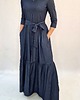 sukienki maxi damskie Sukienka maxi z cienkiego jeansu, falbany roz 36-56 1