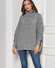 swetry damskie  Sweter oversize z golfem - SWE148 szary 1