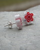 kolczyki wire wrapping Czerwone kręgi - kwiatki    - sztyfty 2