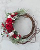 wianki bożonarodzeniowe Zimowy biało-czerwony wianek na drzwi (26cm) 5