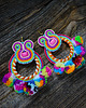 kolczyki soutache Nubi- duże i kolorowe kolczyki soutache z pomponami 3