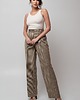 spodnie materiałowe damskie Wełniane spodnie w kratkę z szeroką nogawką 2
