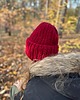 czapki damskie Gruba wełniana czapka oversize z bardzo szerokim wywinięciem - bordowy 1