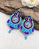 kolczyki soutache Blum kolczyki sutasz kolorowe z kwiatami turkusowo fioletowe 2