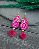 kolczyki soutache Kolczyki sutasz fuksjowe różowe Rosalia z kryształkiem i kwiatkiem 2