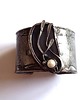 bransoletki wire wrapping Szary agat, biała perła - bransoleta 4