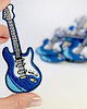 naszywki na ubrania Naszywka naprasowanka GITARA ELEKTRYCZNA NIEBIESKA termo haft 4x9,6cm 3