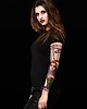t-shirt damskie Czarny t-shirt damski z tatuażami Dark Circus 3