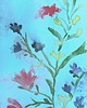 obrazy Akwarela Kwiaty oryginalny obraz niebieski papier 10,5x22 cm 1