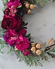 wianki bożonarodzeniowe Asymetryczny wieniec fuksja i złoto (26cm) 2