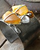 bransoletki wire wrapping Bursztyny mleczne z perłą -  bransoleta mankiet CUFF 3