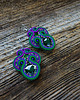 kolczyki soutache Zieleń i fiolet - kolczyki soutache z kryształkami 1