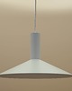 lampy wiszące Duńska lampa wisząca, biały metalowy klosz stożkowy, lata 2000. 1