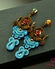 kolczyki soutache Klipsy - Turkusowo brązowe kandelabrowe kolczyki sutasz 4