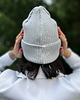 czapki damskie Czapka beanie z bawełny logo kolorowe "Jasny szary" 4