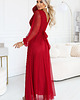 sukienki maxi damskie 684-1 NERISSA elegancka tiulowa sukienka maxi z kopertowym dekoltem - bordo 4